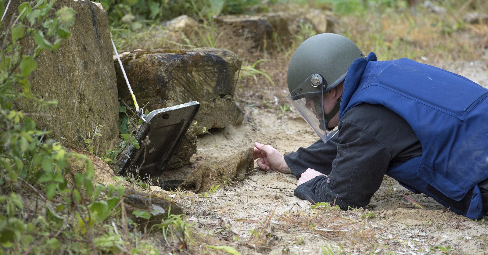 A demining exercise on one of ISSEE's Explosives training courses